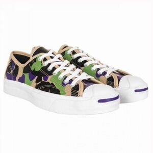 Converse Jack Purcell Black and Cream Camo Sneakers